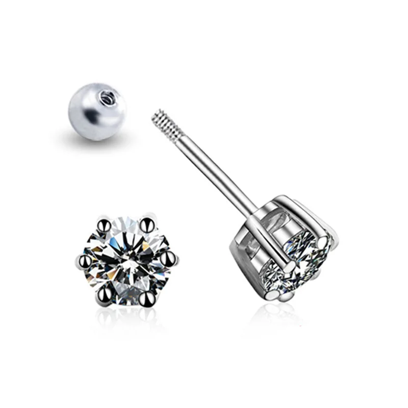 JECIRCON 0.2- 1ct Moissanite Earrings for Women/Men Simitation Diamond Screw Thread Ear Studs 925 Sterling Silver Fine Jewelry