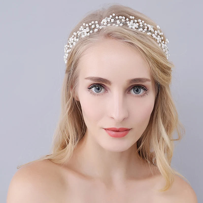 

O940 Luxurious Wedding Bridal Headband Freshwater Pearls Crystal Handmade Bridesmaid Women Pageant Perform Prom Headpiece