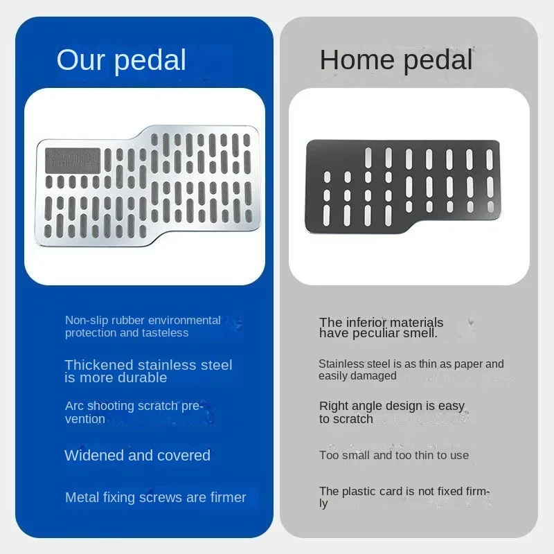 자동차 발 매트 내마모성 페달 스테인레스 스틸 두꺼운 발 보드 메인 운전실 보호 매트, 미끄럼 방지 수리 부품, 자동 액세스