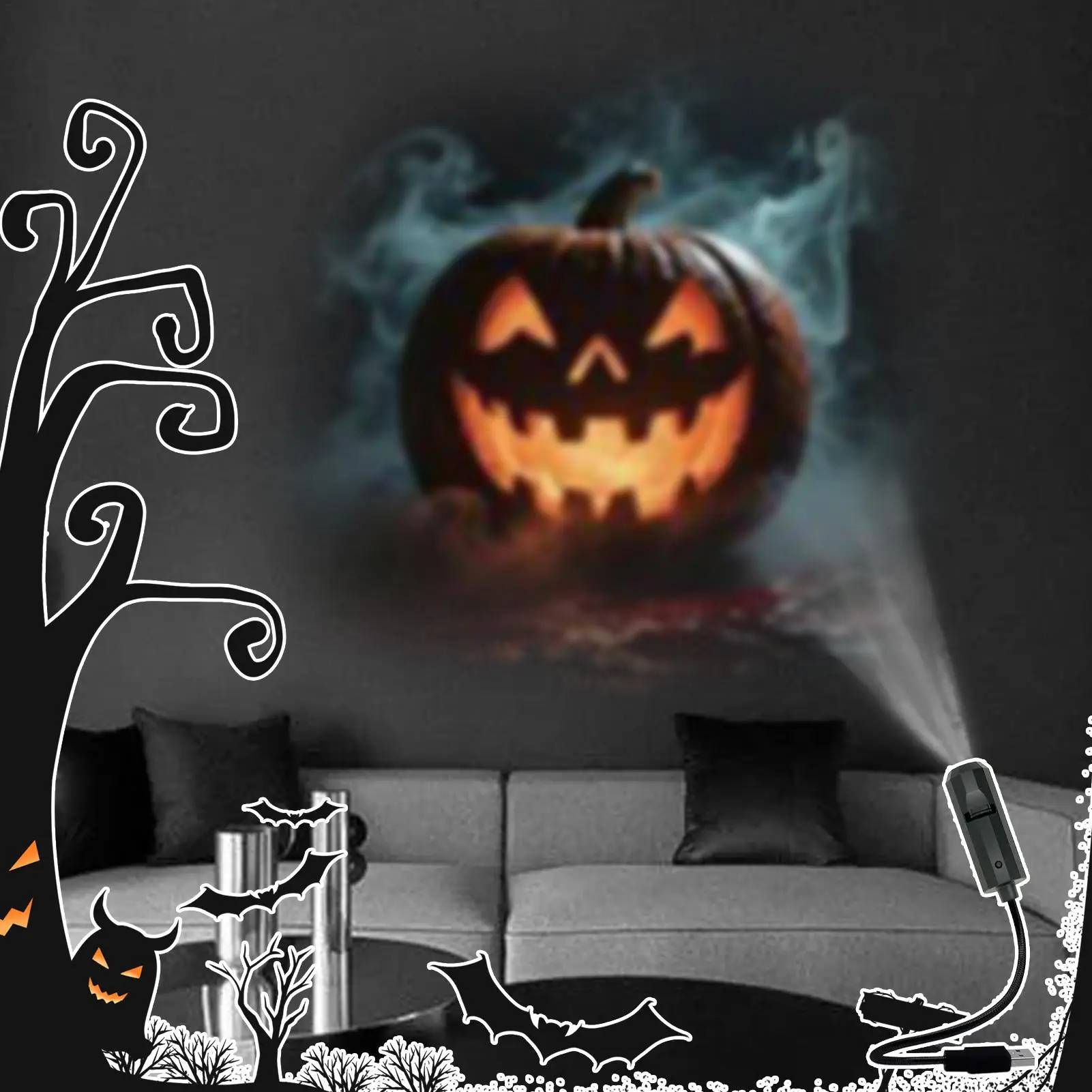 new Halloween Projector Lights Outdoor 360-Degree Rotating LED Halloween Decoration LED Lamp For Room Home Bedroom Patio Theater