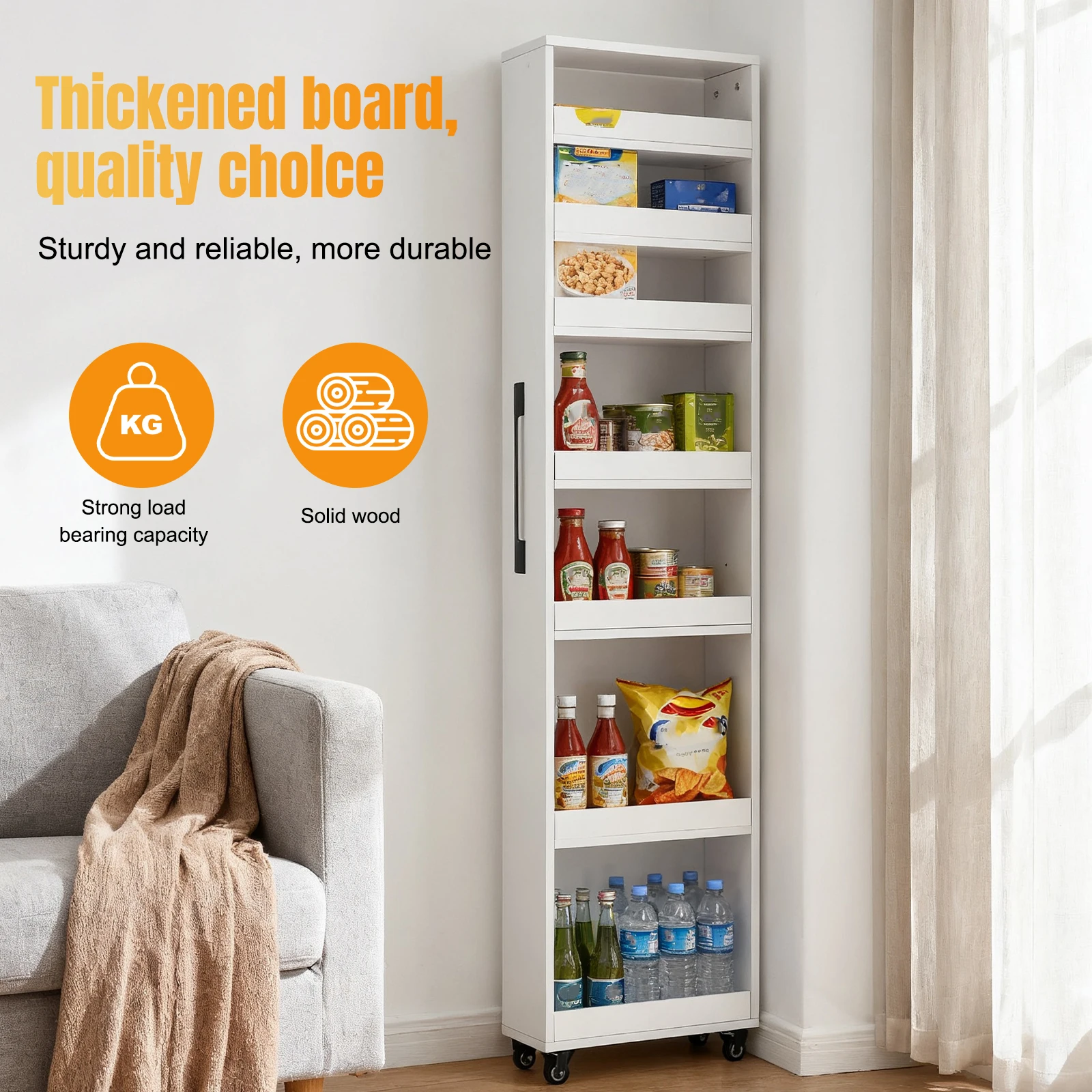 Thickened Plate Utility Cart Space-Saving Unit Organizer Trolley Large Capacity For Bakers Closet Pantry Dining Room