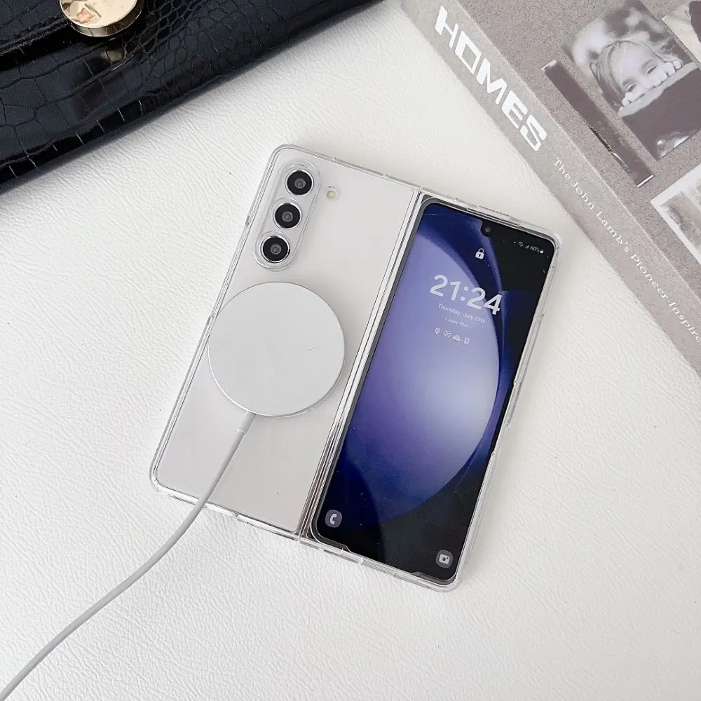 Transparent Magnetic Shockproof Case with Wireless Charging Compatibility