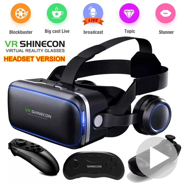 2022 Original VR Shinecon 6.0 Virtual 3D VR Glasses Stereo Helmet Headset with Remote Control for IOS Android 1