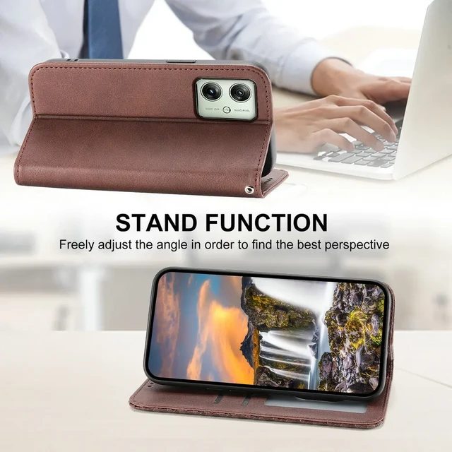 Para Motorola Moto G84 5G Funda para teléfono de cuero con textura