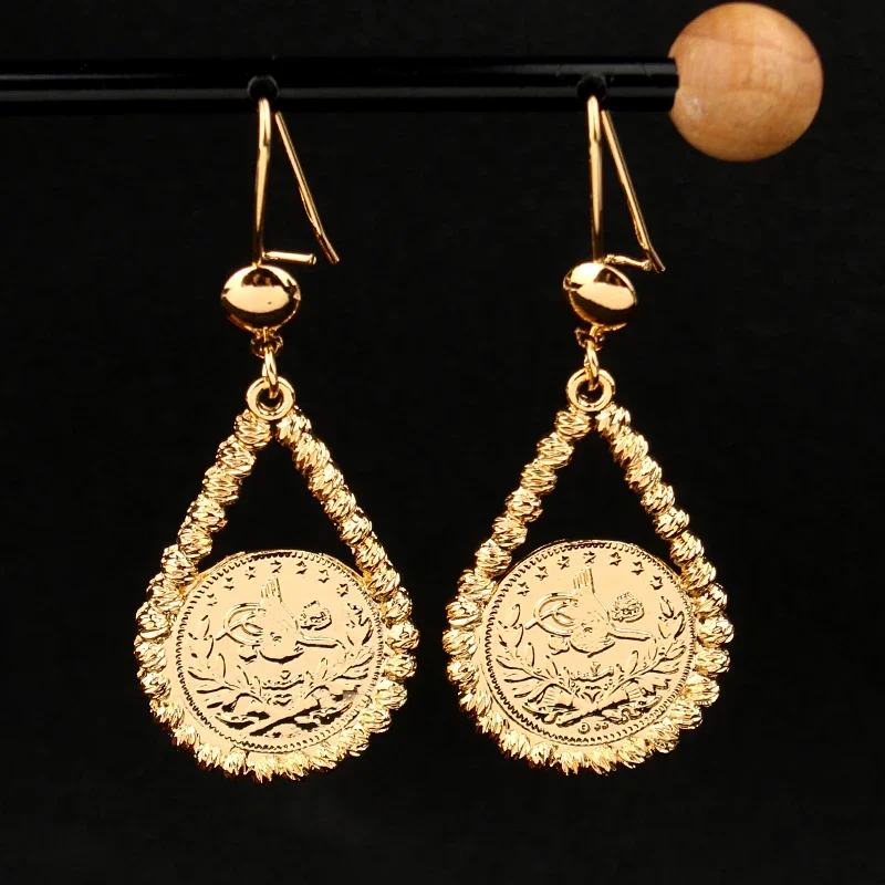 Arab Girl|gold-colored Arab Coin Dangle Earrings For Women - Islamic Jewelry