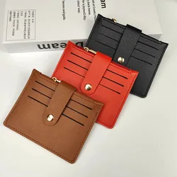 Women Short PU Leather Card Holder Wallet Slim Hasp Card Case Business Credit ID Card Organizer Zipper Small Coin Purse Pouch