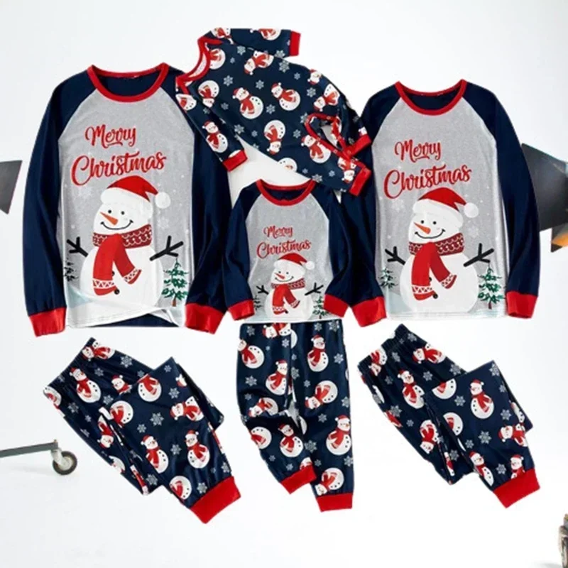 thumbnail image 2 of Conjunto de pijamas a juego para la familia con estampado de dibujos animados, ropa de dormir suave y bonita, traje de 2 piezas para padres e hijos, conjunto de pijama cálido para bebé, 2 of 5