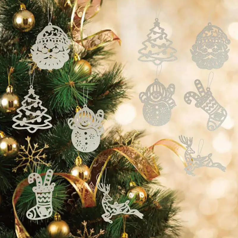 20Pcs Christmas Tree Decoration Hanging Ornaments Tree Snowman Reindeer Santa Snowflake Ornaments For New Year Winter Party