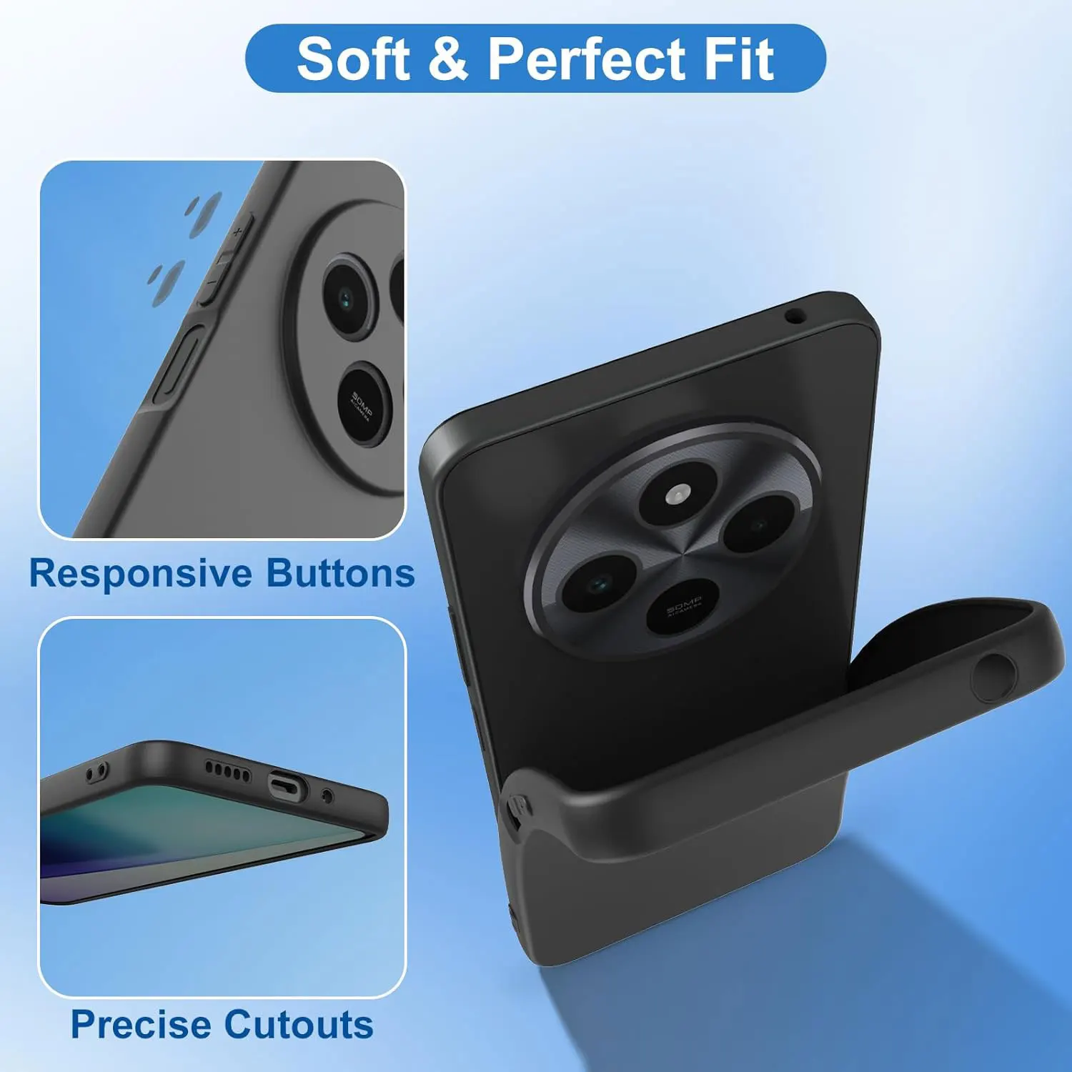 Premium Silicone Phone Case with Enhanced Camera Protection - Black