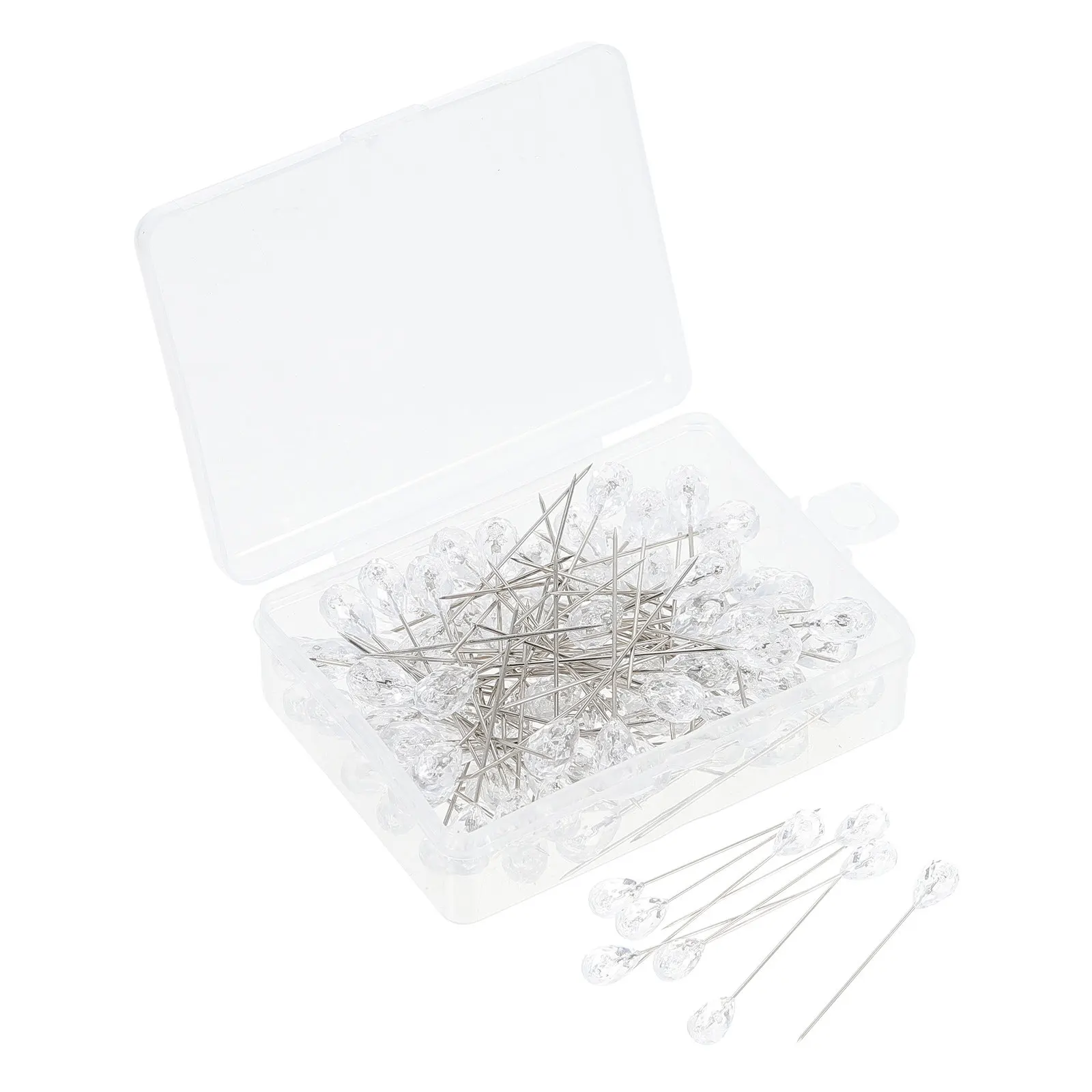 100개 크리스탈 비즈 장식이 있는 직선 핀, DIY 공예, 바느질, 뜨개질, 자수, 드레스메이킹, 코사지용 위치 지정 바느질 도구