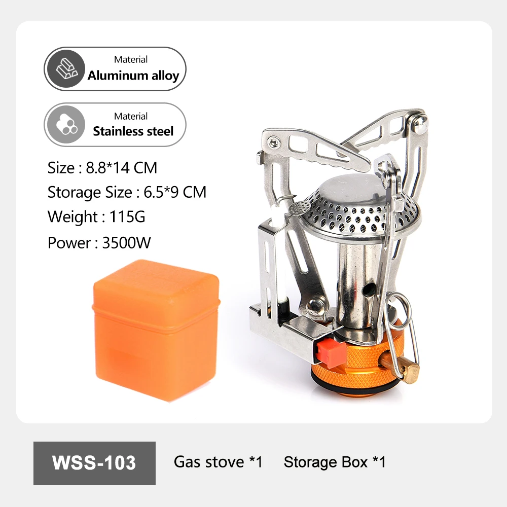 Widesea one-piece gas stove 3500W aluminum alloy portable camping stove for outdoor cooking hiking backpacking