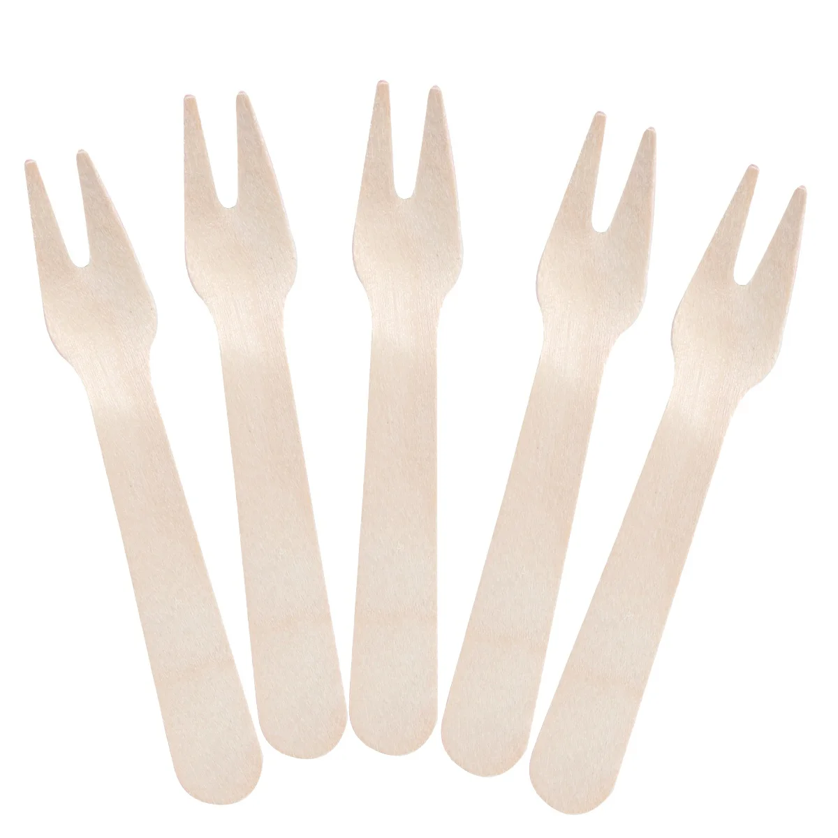 100pcs Cake Fork Wooden Cocktail Forks Wooden French Fry Forks Fruit Fork Appetizer Tasting Cake