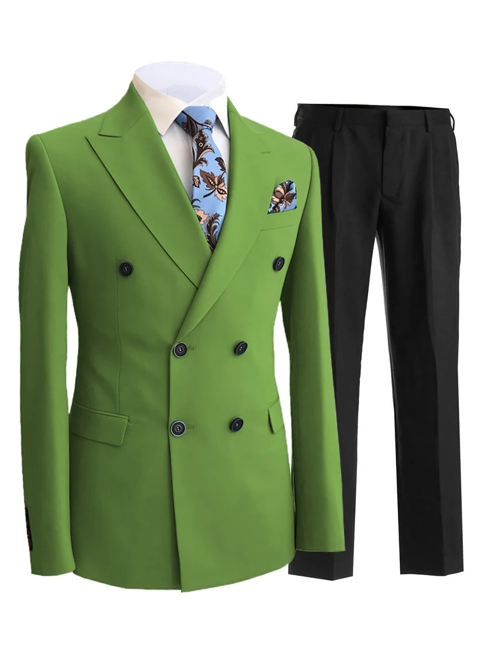 

2 Pieces Gentleman Double Breasted Peak Lapel Blazer Mens Suit with Pants Formal White Beige Jacket For Wedding Groom Tuxedos