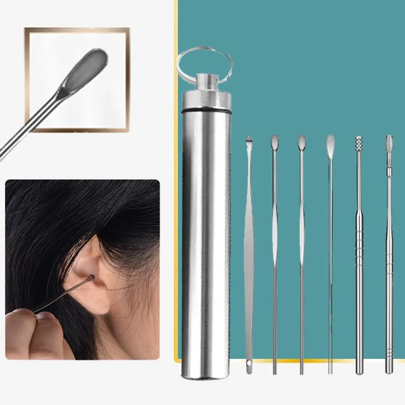 Ear pick 12 Piece Earpick Stainless Steel Ear Digging Tool Set Spiral Wax Remover For Perforation Cleaning Kit Cleaning Agent