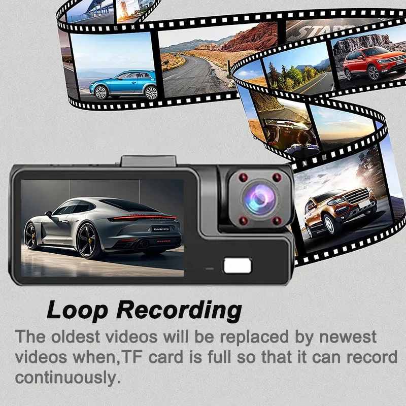 WIFI Car Dash Cam 1080P HD Video Recorder Three Channel Night Vision Parking Mode Dashcam Camcorder with Memory Card