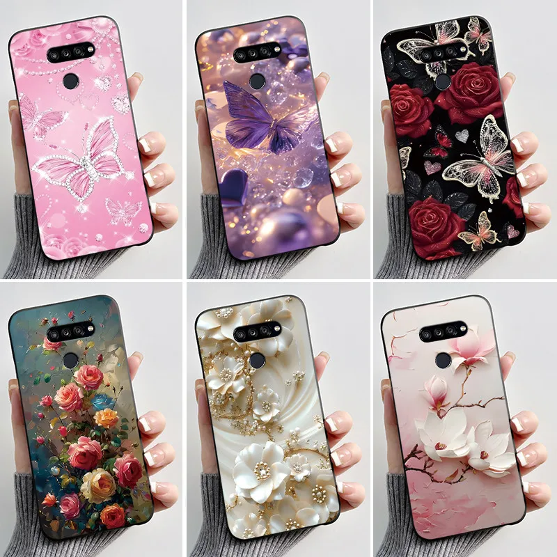 Fashionable Black Silicone Bumper Cover with Butterfly Flower Design - Soft Phone Case