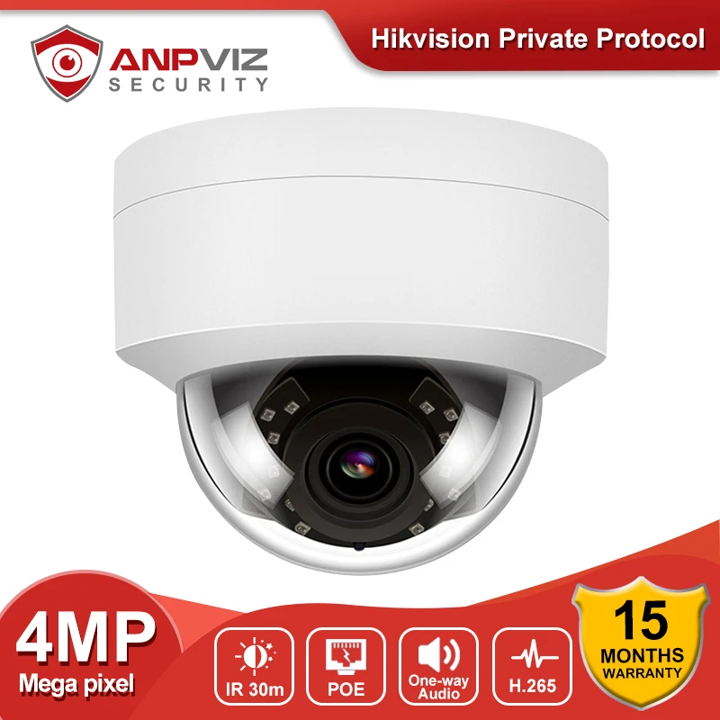 Anpviz 4Mp Poe Ip Dome Camera Security Outdoor Night Vision Camma Resistente Alle Intemperie Obiettivo Fisso Da 2.8Mm
