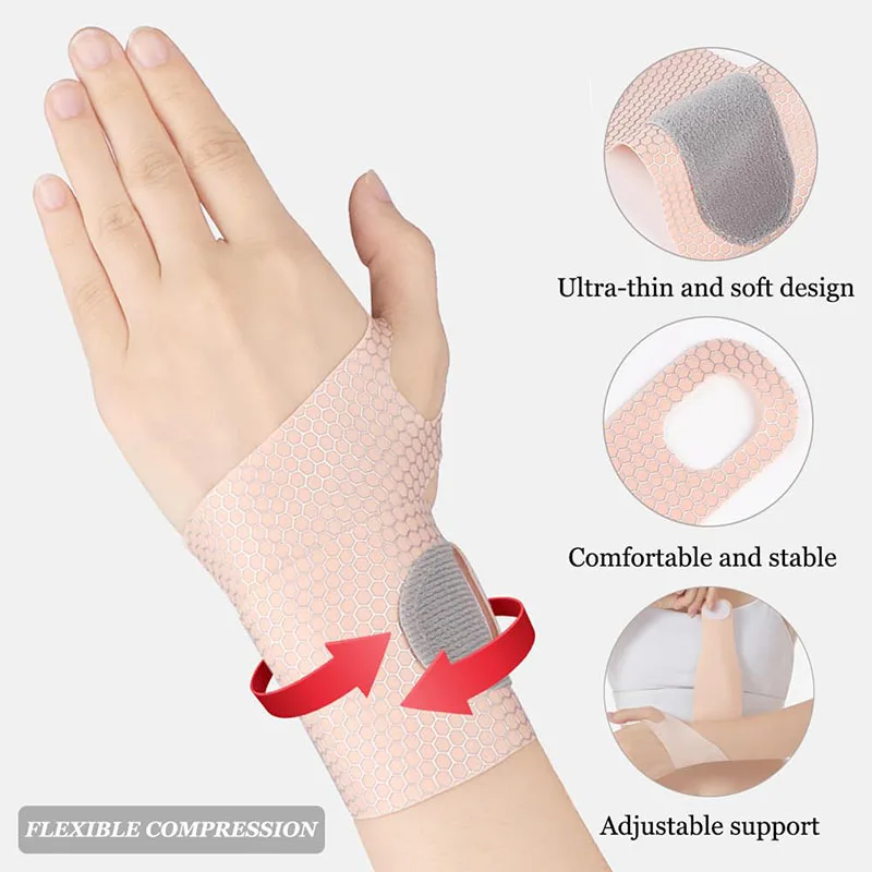 Fixed Spandex Sport Wrist Guard Wrist Sprain Tendonitis With Fastener Tape Wristband Ultra Thin Joint Brace Badminton Basketball