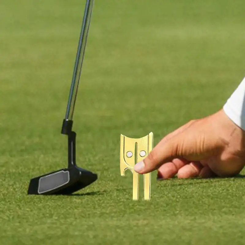 Golf Fork 6 In 1 Ball Mark Repair Green Tool Multifunctional Golf Green Repair Fork Ball Marker For Family Enthusiast