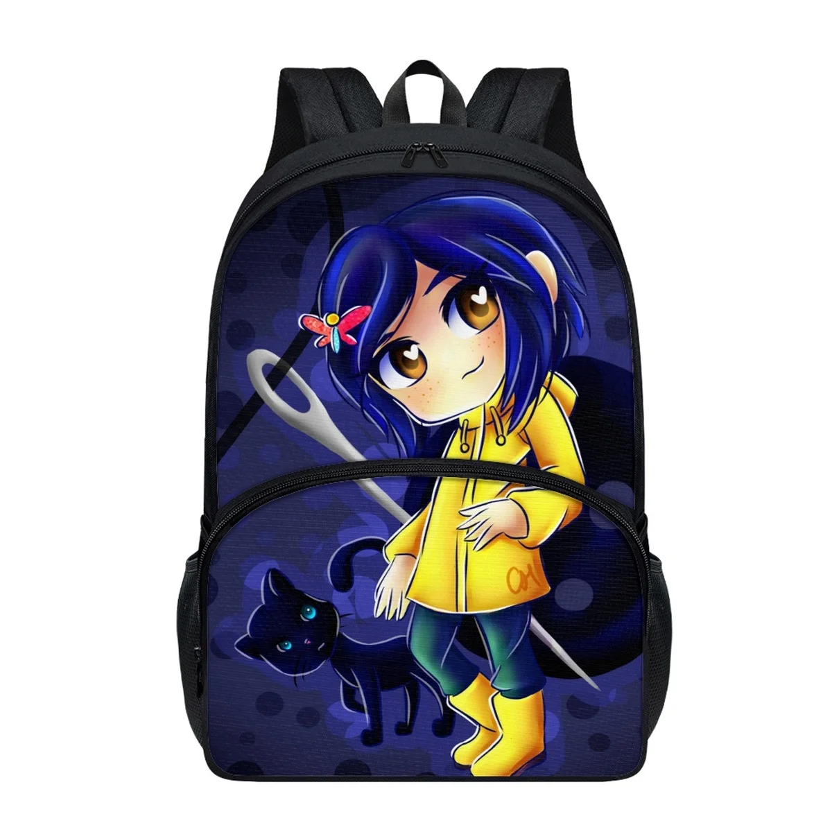 FORUDESIGNS Student Schoolbags Cute Fashionable Back Pack Coraline Fluffy Printed Bookbags Stationery Storage Lightweight