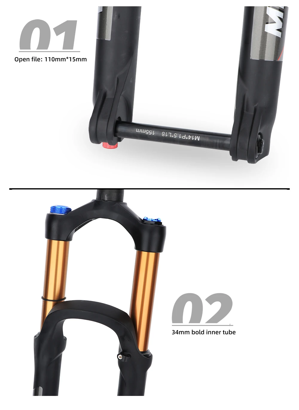 27.5inch Mountain Bike Front Suspension Air Fork 140/170mm Stroke