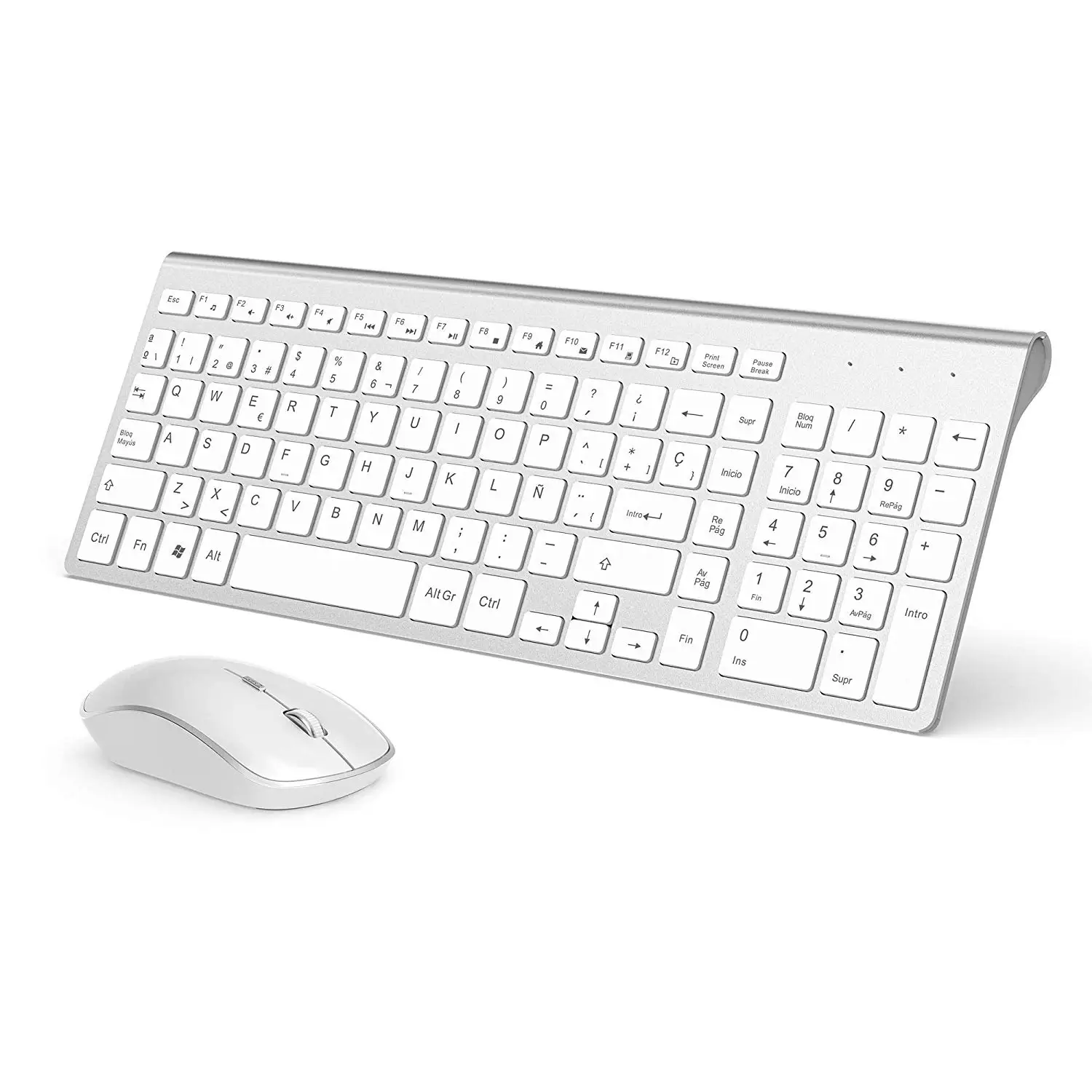 2.4G Wireless Keyboard Mouse Protable Mini Tastiera Spagnola Per Notebook Laptop Mac Desktop Pc Computer Smart Tv Nero Vs Argento
