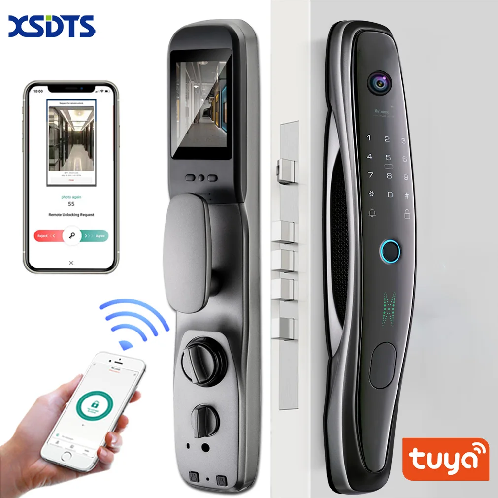 Tuya Smart Door Lock With Surveillance Camera Wifi Wireless Fingerprinty App Unlock Moniton
