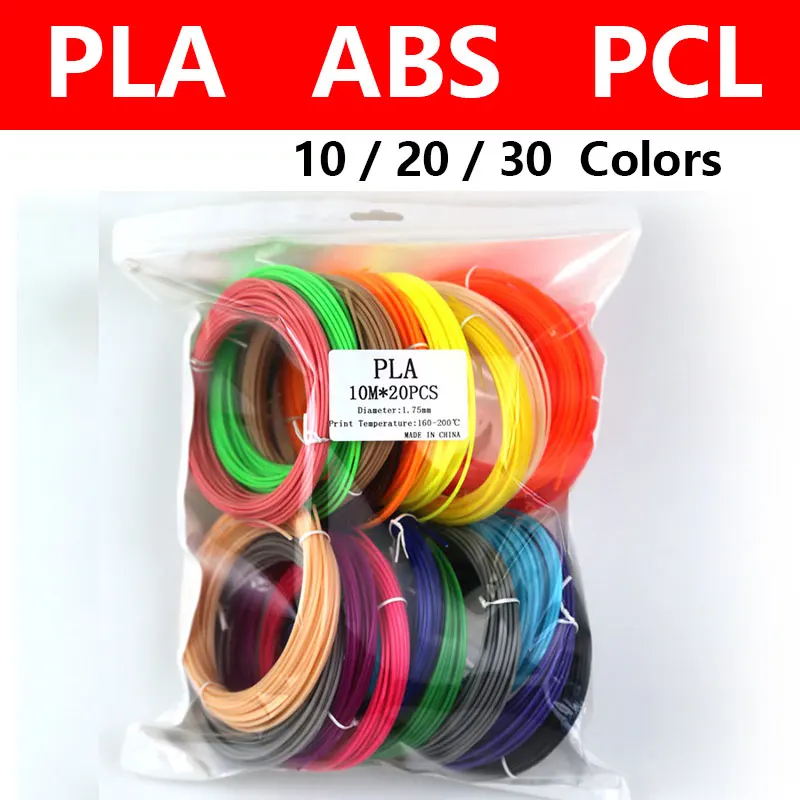 Pla/Abs/PCL-Filament für 3D-Stift, 20/30 Rollen Durchmesser 1,75mm 30  Farben Kunststoff für 3D-Stift, Farbe wiederholt sich nicht