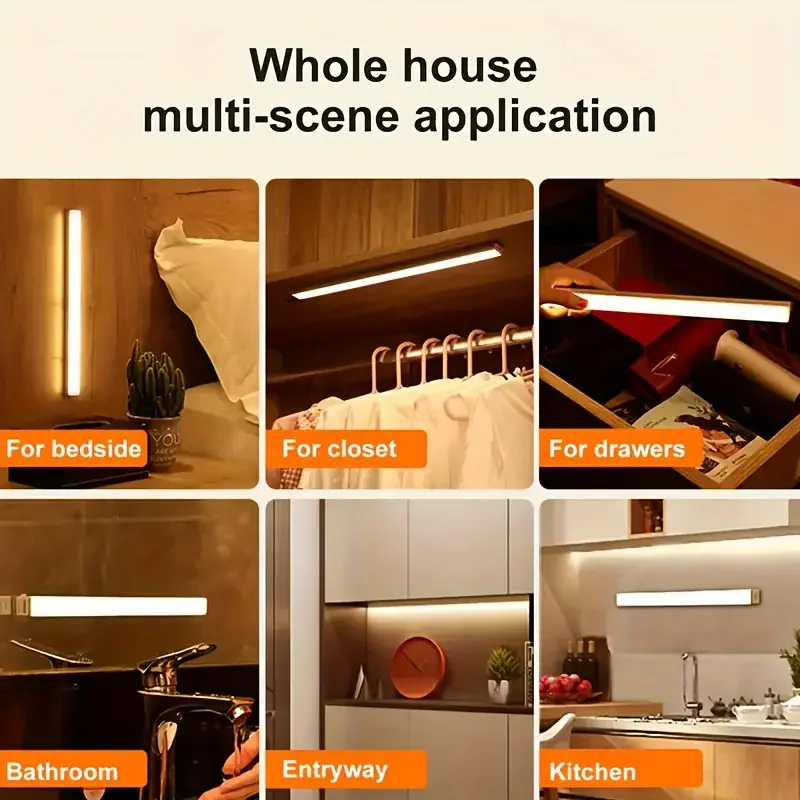 LED Motion Sensor Light Wireless USB Rechargeable Motion Detection Suitable for Kitchen Wardrobe Corridor and Staircase Lights