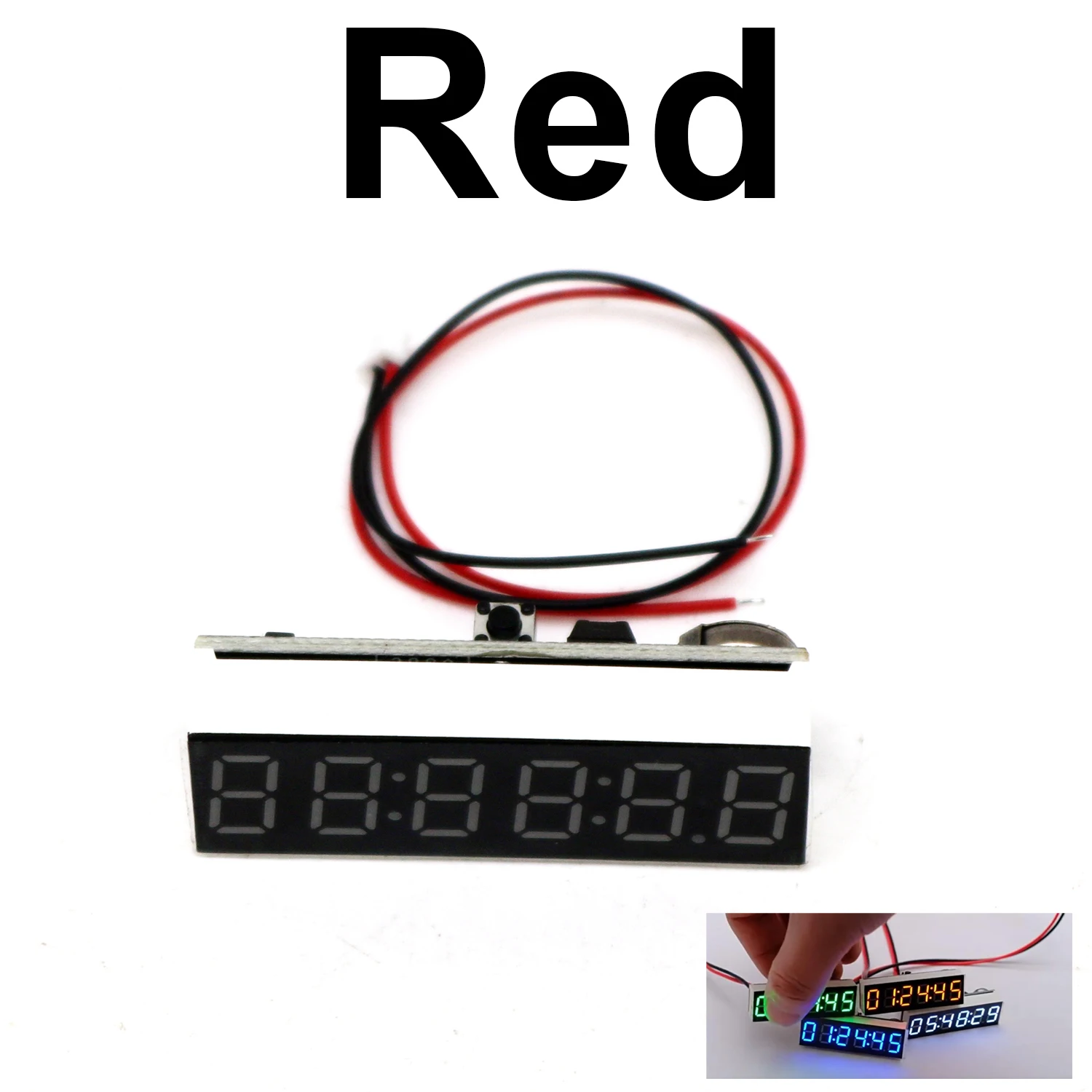 Compact LED Digital Clock with 6-Digit Display and Power-Off Memory