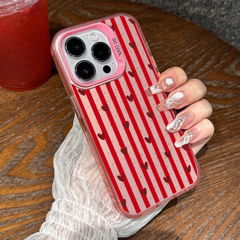 Pink Love Heart Polka Dots Acrylic Matte Cover Case