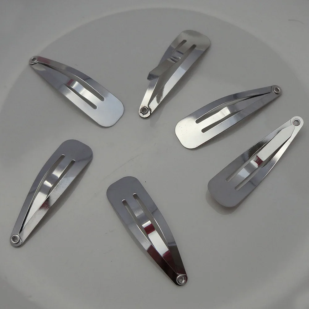 20PCS 3cm 4cm Rectangle Head Tear Drop Plain Metal Snap Hair Clips Plain Side Hairpins DIY Kids