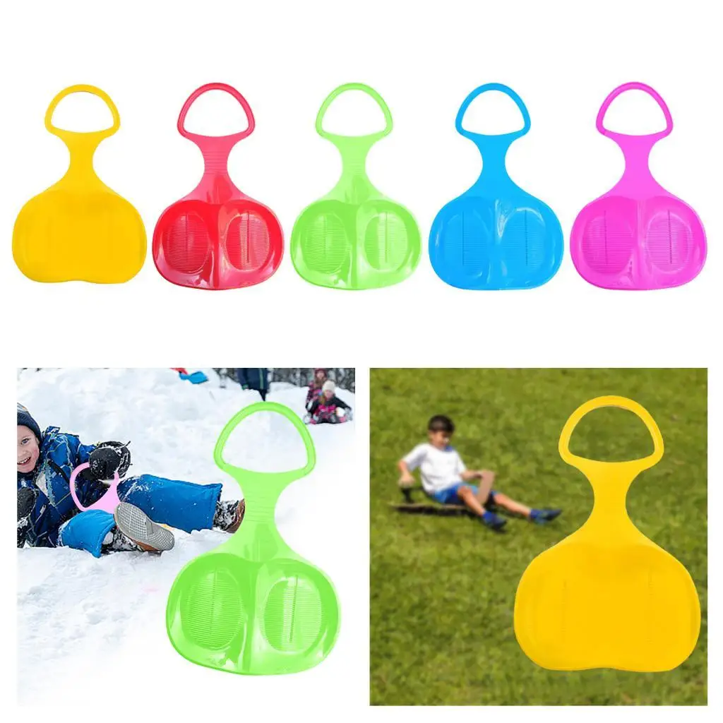 Snow Sled, Snow Luge Toboggan Skiing Board, Grass Sliding Sled, Heavy Duty Large with Handle, Sleigh Sledge for Kids Adults