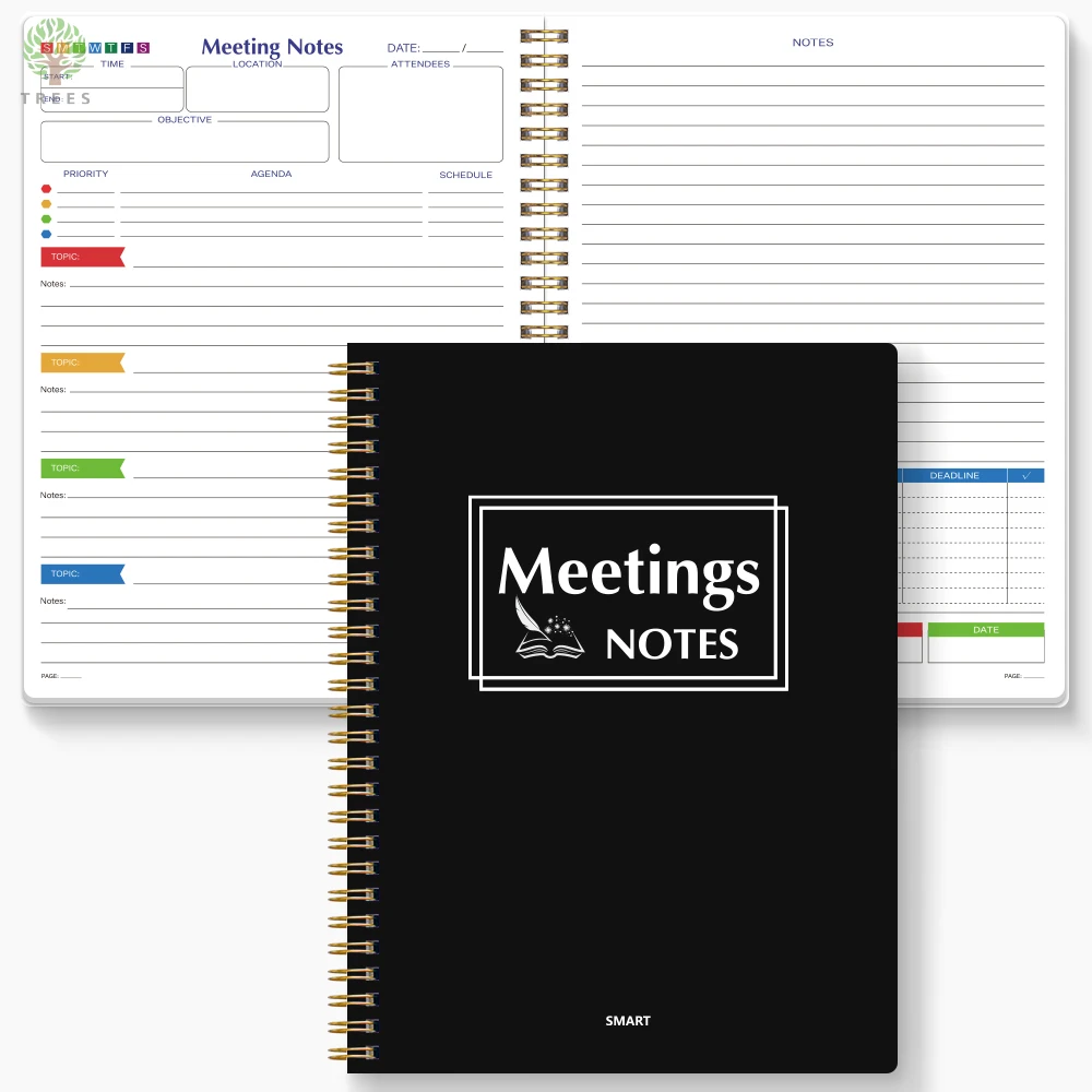 Cuaderno de reuniones para trabajo con artículos de acción, organizador de Agenda de notas de reuniones de oficina/negocios para hombres y mujeres, 1 ud.