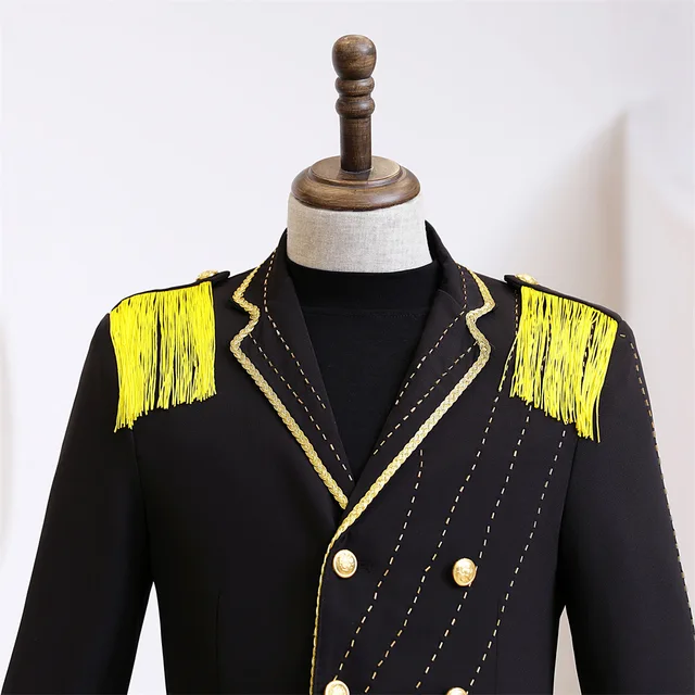 S-4XL Captain Officer Sailor Peacoat Costume Mens Blazer Suit Military  Fringe Marching Band Jacket Uniform For Adult Coat+Pants - AliExpress