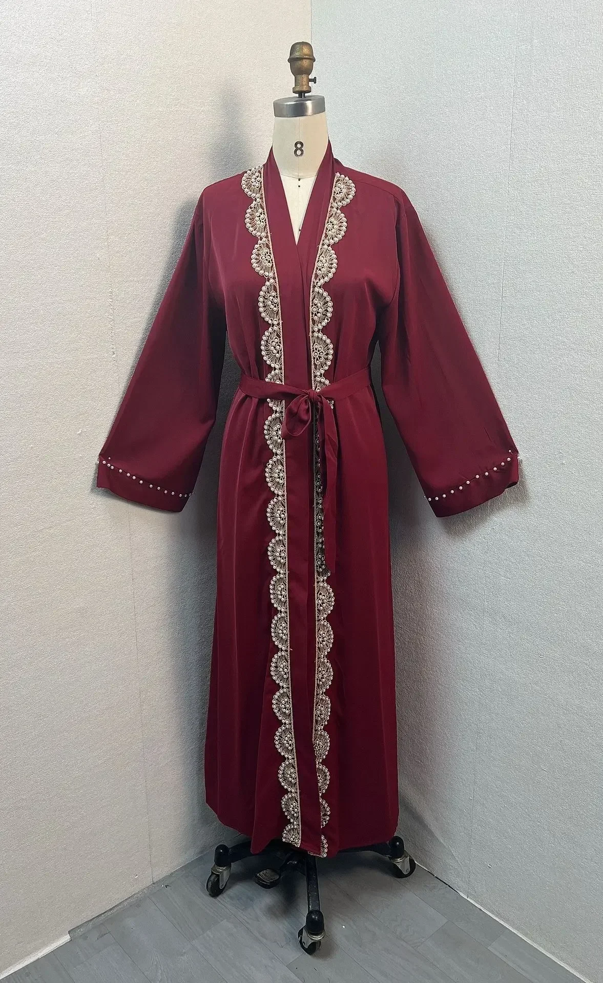 Women Eid Muslim Abaya Ramadan Morocco Dubai Cardigan Pearls Abayas Kaftan Vestidos Arab Modest Long Robe Embroidery Belt