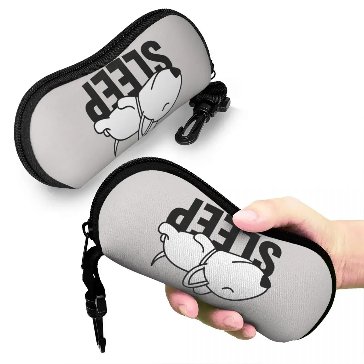 Sleeping Bull Terrier Dog Sunglasses Soft Case Neoprene Zipper Cartoon Animal Shell Eyeglass Case Protective Box For Glasses