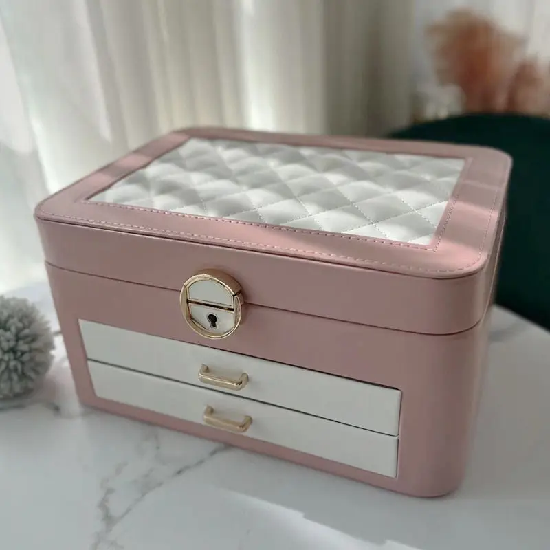 Drawer Jewelry Box Organizer Leather Jewelry Boxes Storage Ring Necklace Bracelet Earrings Separators Display Accessories Gift