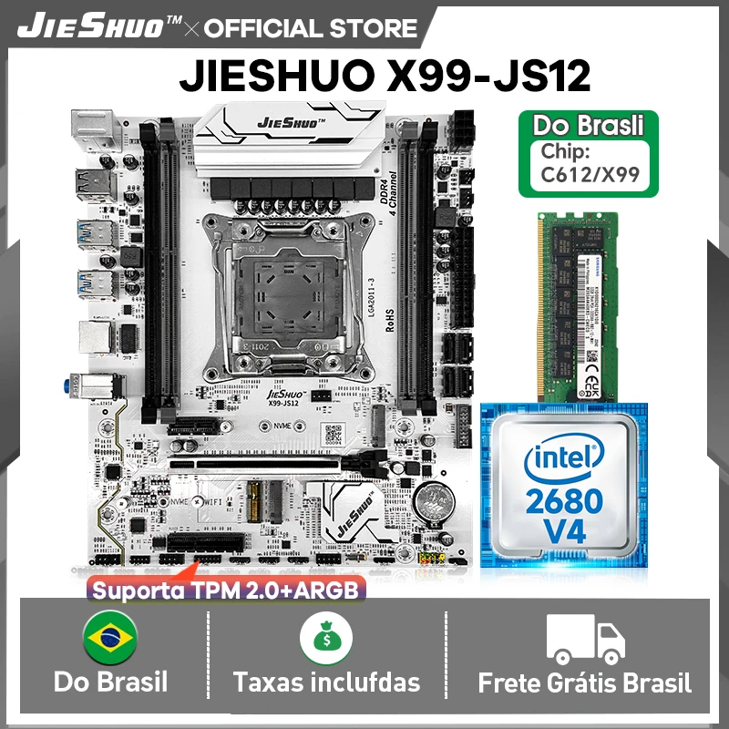 JIESHUO X99-JS12 LGA2011-3 DDR4 16GB 2133MHz PC Gamer Placa Mãe