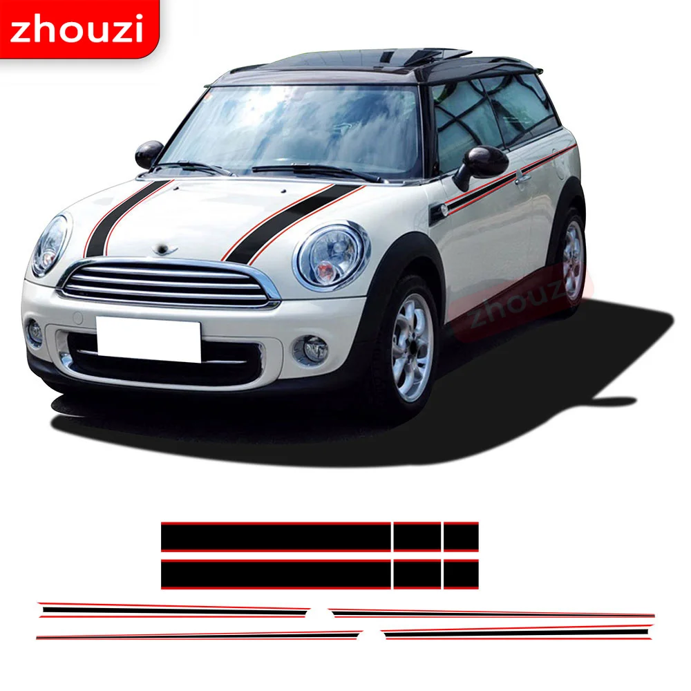

Car Styling Racing Stripes Hood Rear Bonnet Door Side Waist Line Decal Stickers for Mini Cooper R55 R56 F54 F55 F56 Accessories