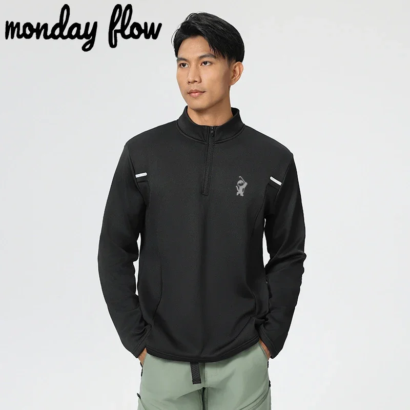 Monday Flow Golf Sportswear Men's Winter Keep Warm Coat Windbreaker Long Sleeve Golf Jacket Man Windproof Velvet Casual Coats