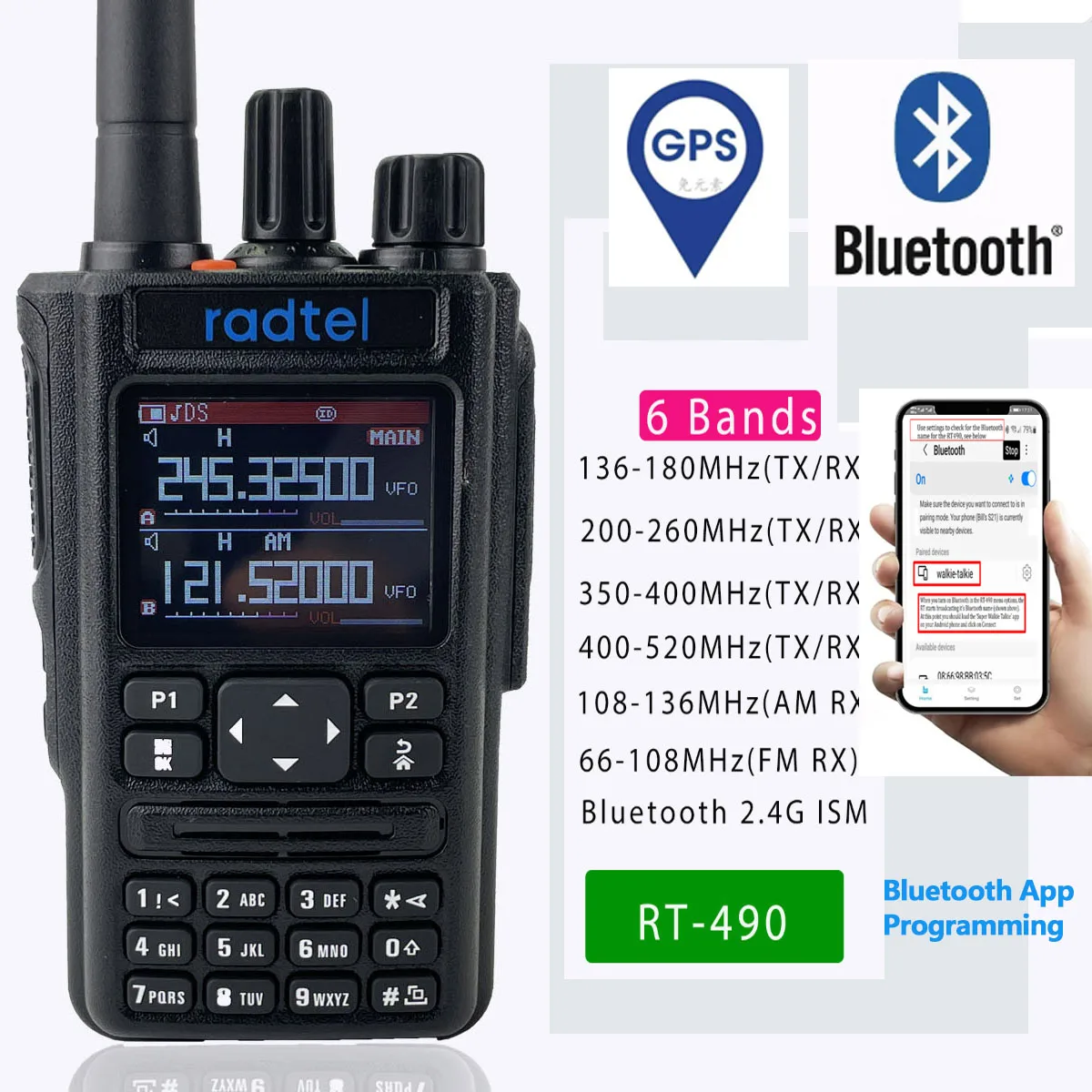 Radtel Rt490 Six Band Amateur Ham 2way Radios 256 Ch Aviation Band