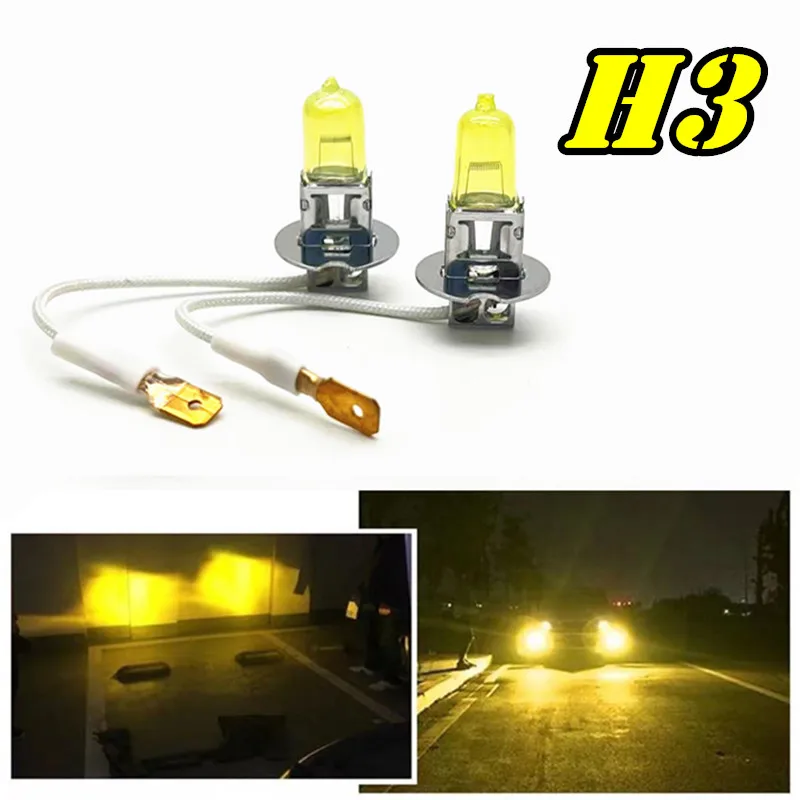2개 H3 12V55W 자동 할로겐 전구 레인보우 블루 블루 화이트 라이트 안개등 자동차 헤드램프