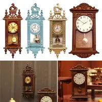 1:12 Scale Dolls Miniature Wall Clock Pretend Play Furniture Wall Clock Doll House Accessories 2