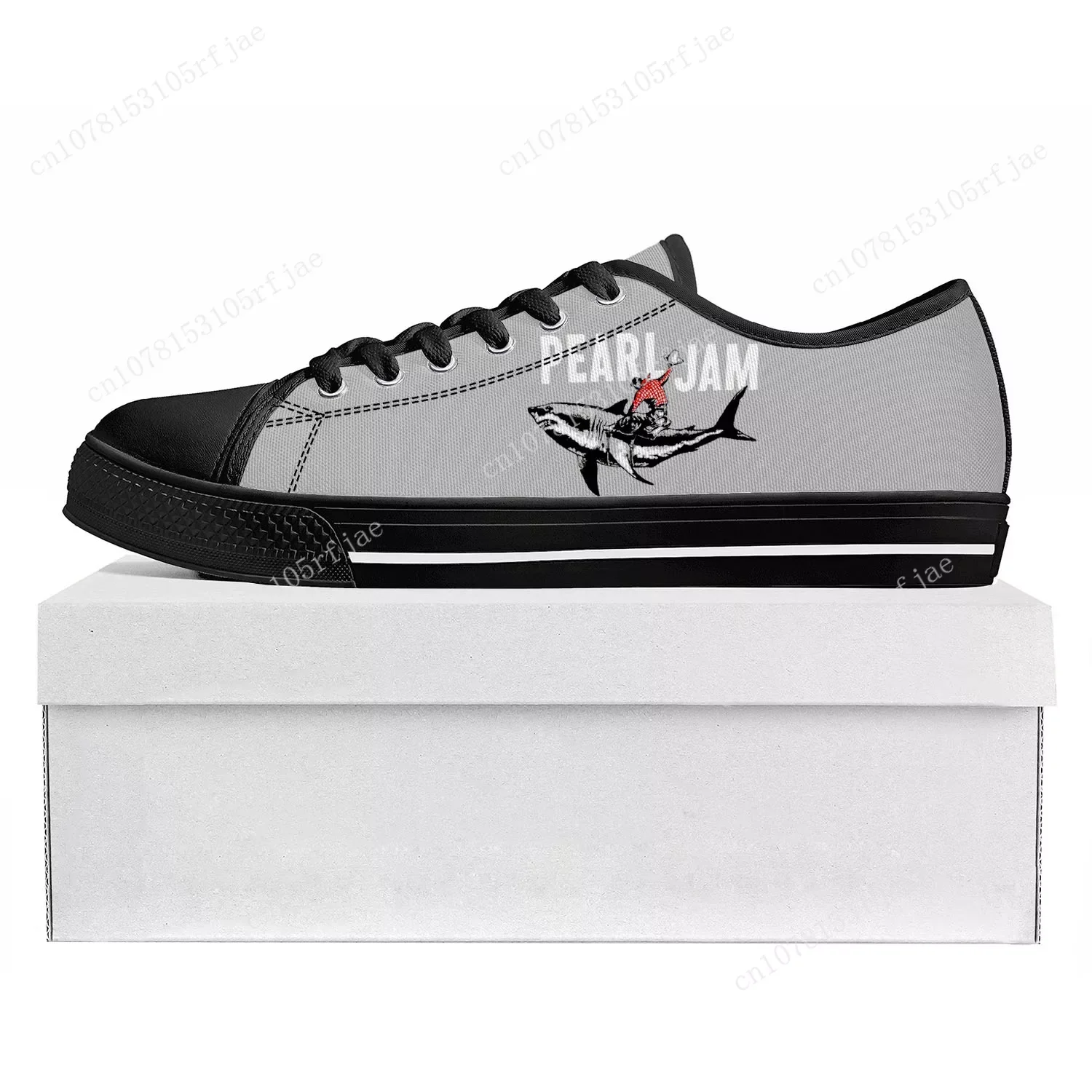 

Pearl Jam Low Top Sneakers Rock Band Mens Womens Teenager Canvas Sneaker High Quality Casual Shoes Custom Made Couple Shoe Grey