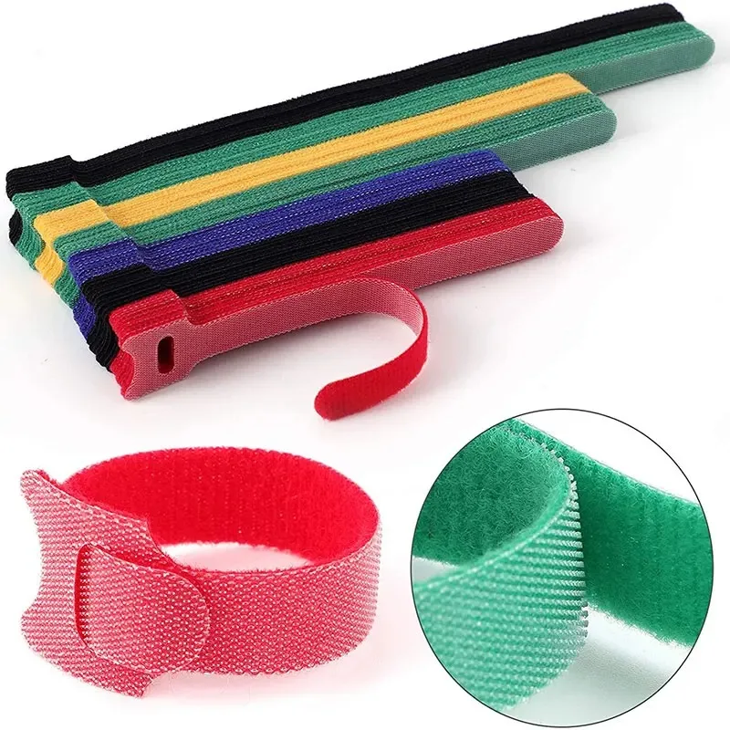 Cable Ties 10/20/30Pcs T-type Reusable Cord Organizer Wire Fastener Straps Colored Nylon Hook Loop Computer Data Cable Tie