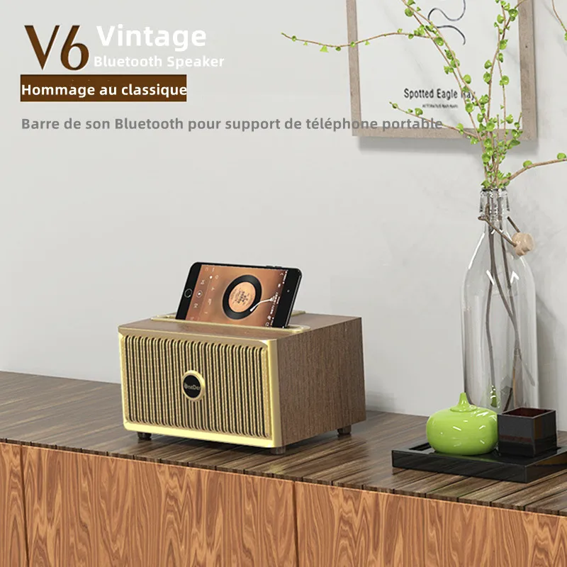 

Home Wooden OneDer Vintage Bluetooth Speaker Home High Volume Stereo Extra Bass Mode Card Radio Subwoofer Sound Caixa De Som