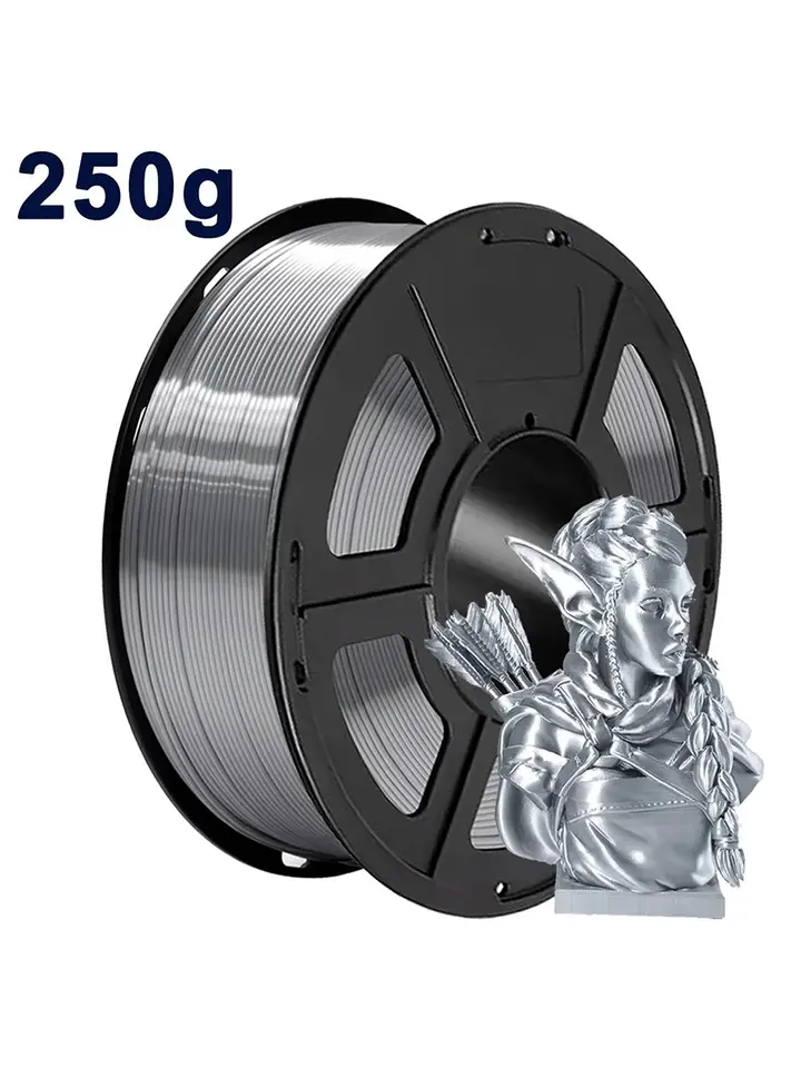 3D Filament 1.75, Shiny Silk PLA Filament with Smooth Silky Surface,Dimensional Accuracy +/- 0.02mm,Silk Silver 250G image 7