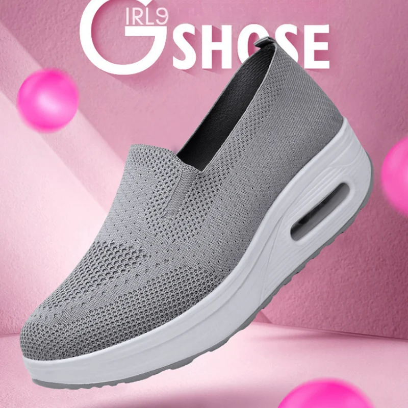 Platform Mesh Women's Sneakers Air Cushion New Spring Flats Women's Zapatos De Mujer Lace Women's Loafers Outdoor Walking Shoes