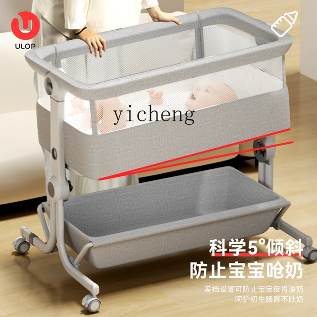 Tqh Baby Crib Small Bed Movable Splicing Multifunctional with Diaper-Changing Table Newborn Gift 3